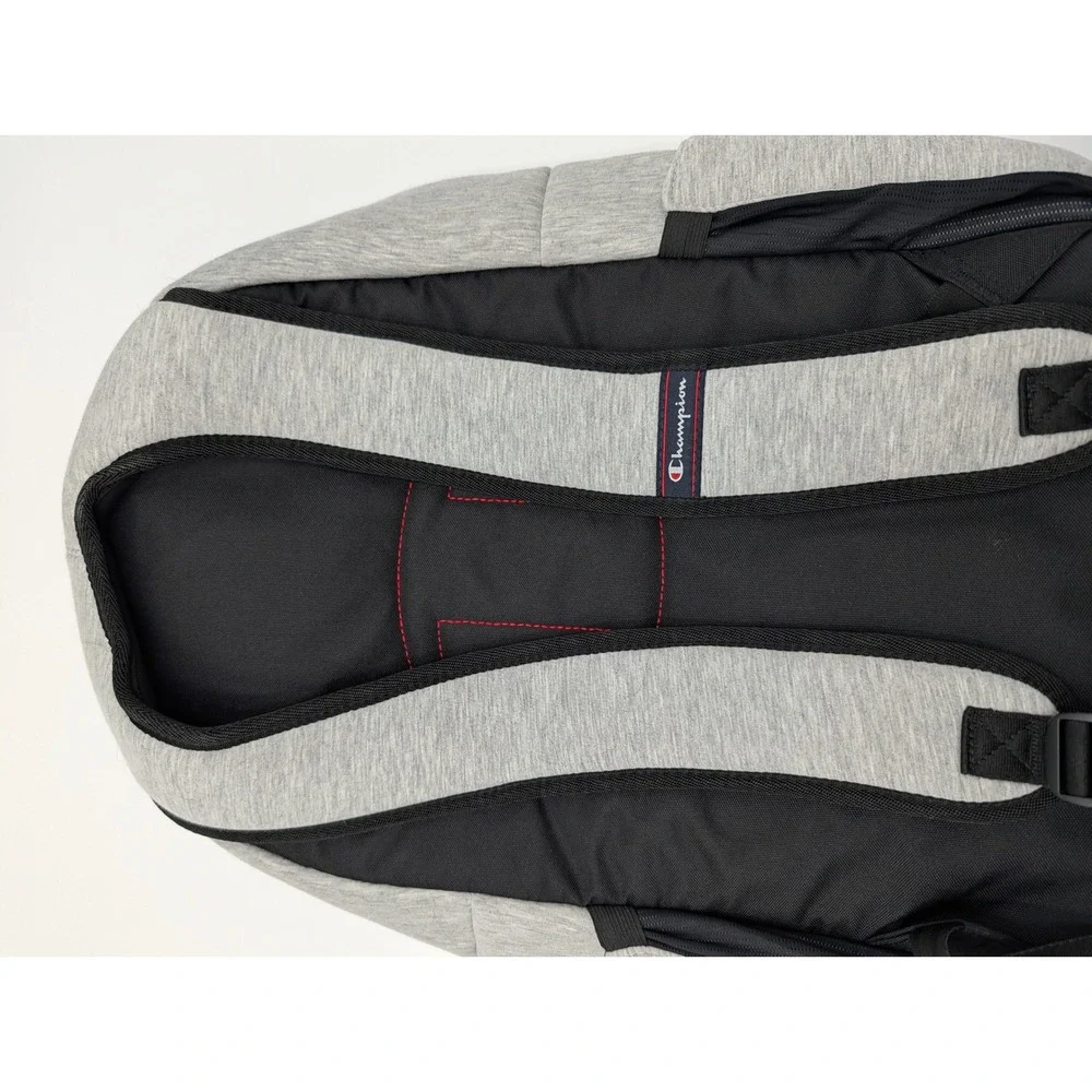 Champion Backpack Gray Jersey Knit Logo School Travel Bag One Size